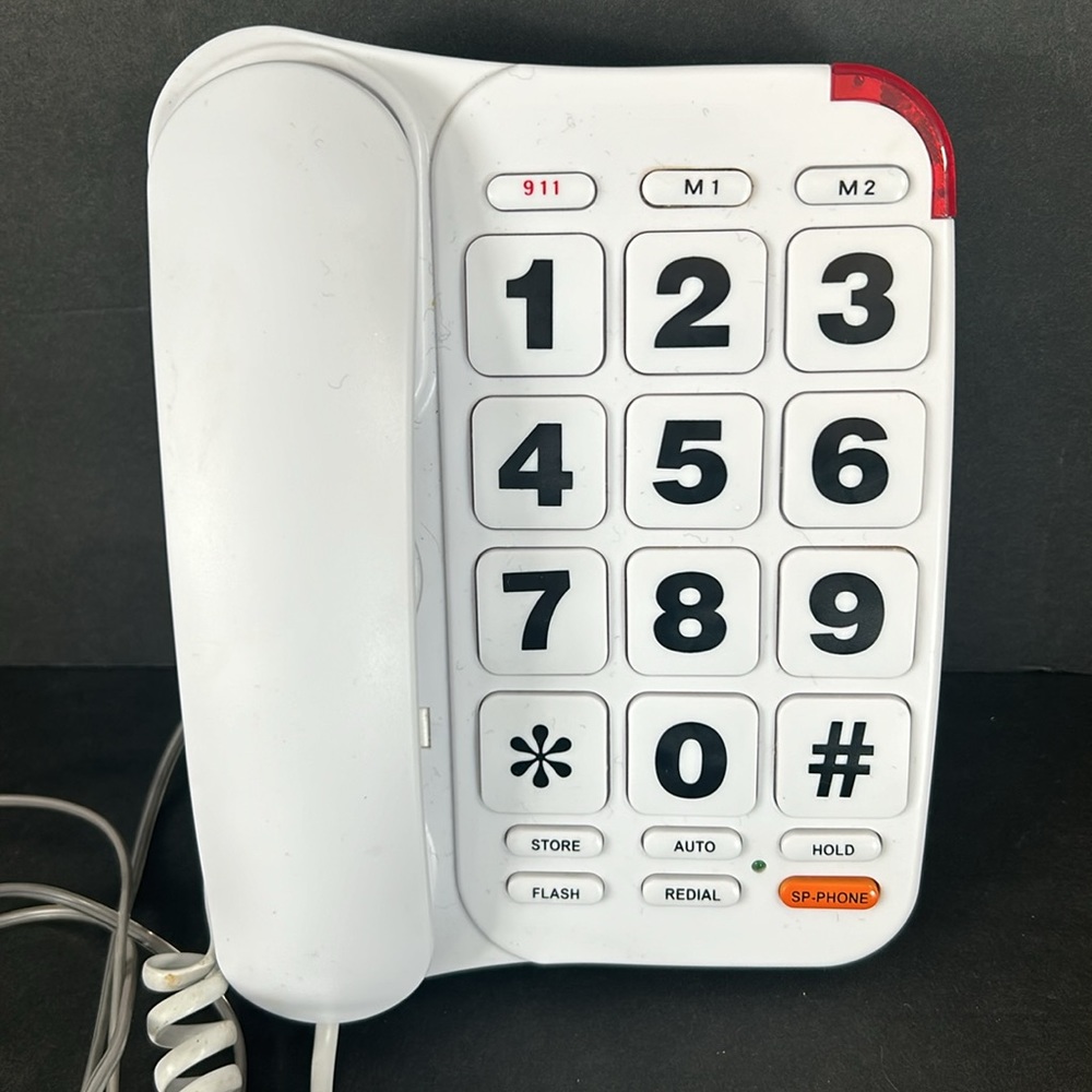 Advanced American Telephone Big Buttons 2 Line Hands Free White Corded Telephone